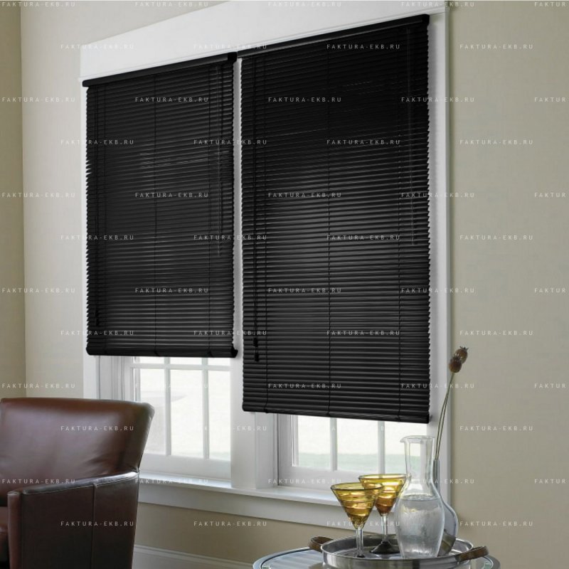 Black blinds on windows