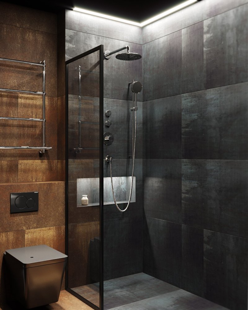 Shower in dark tones