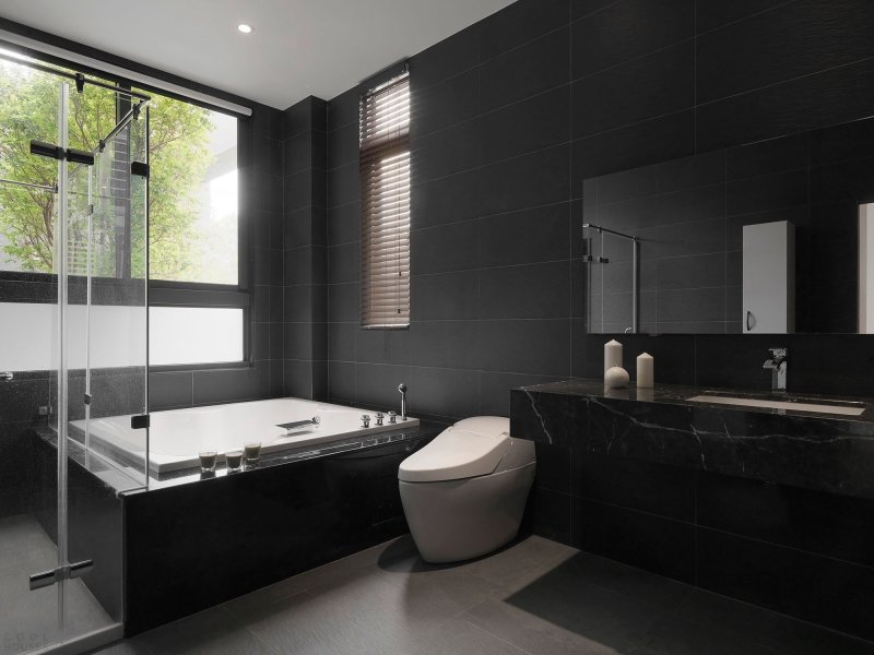 Bathroom in dark tones design