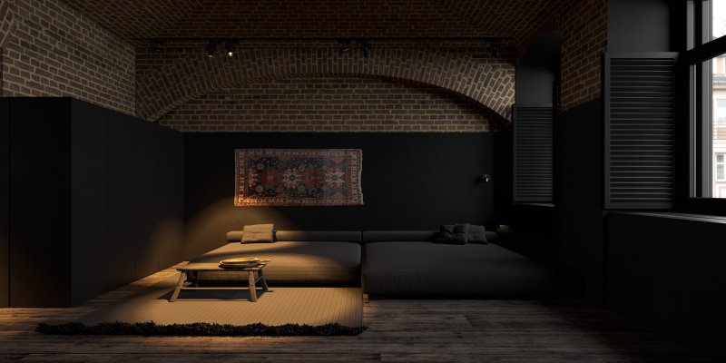 Interior in dark colors