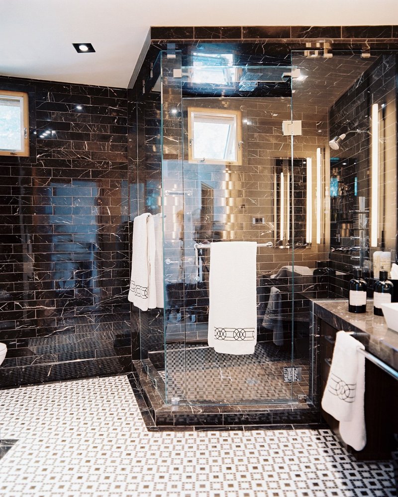 Dark Black Marble Bathroom Tile