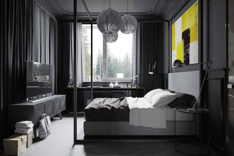 Dark bedroom design