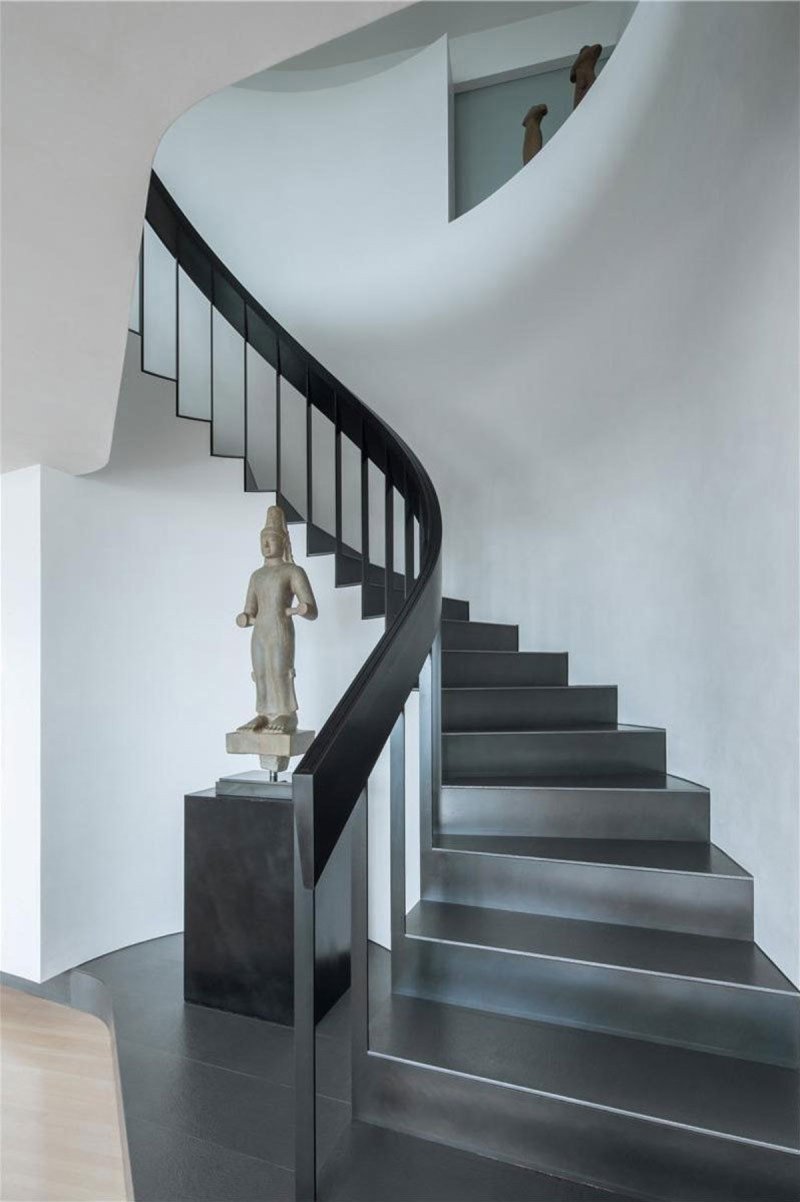 Gray staircase in the interior