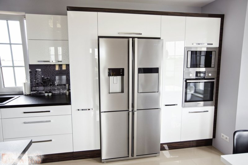 Kitchen with a white refrigerator