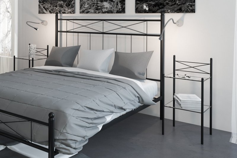 Metal bed in the interior