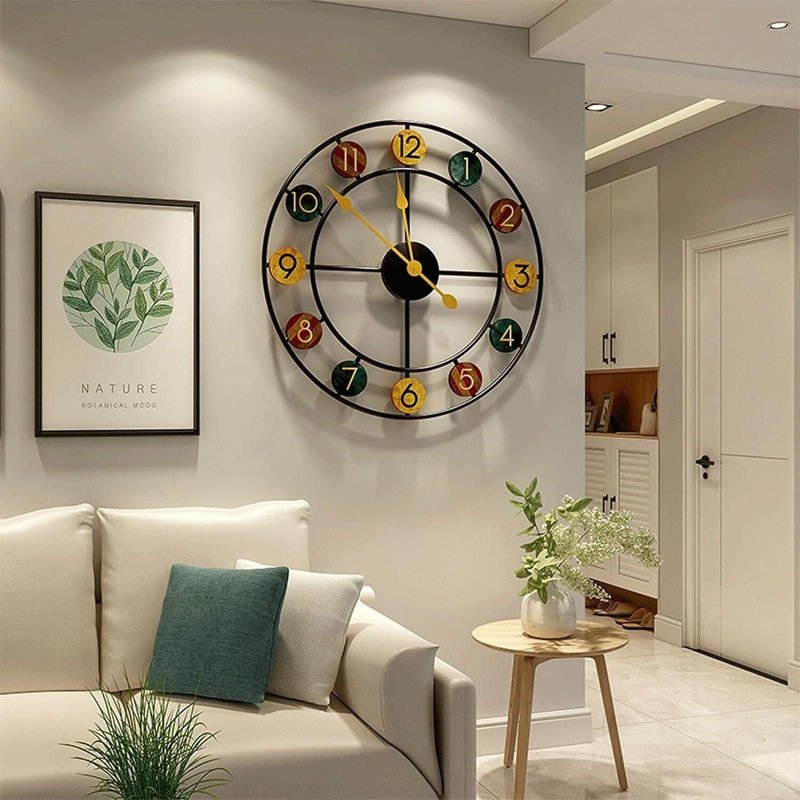 The wall clock is modern