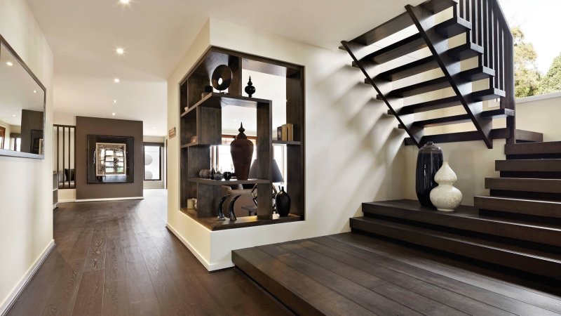 The staircase is modern