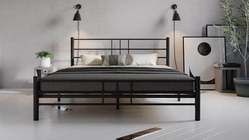 Metallic CHRIS bed, black color