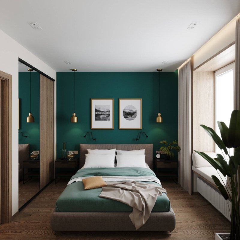 Emerald tones bedroom