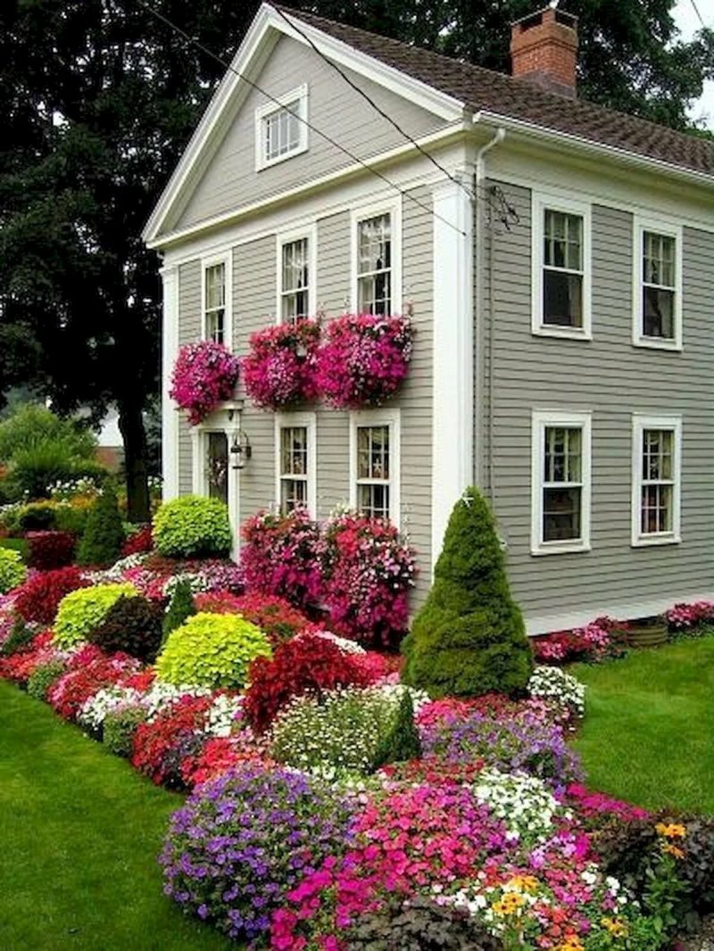 Flower garden in front of the house