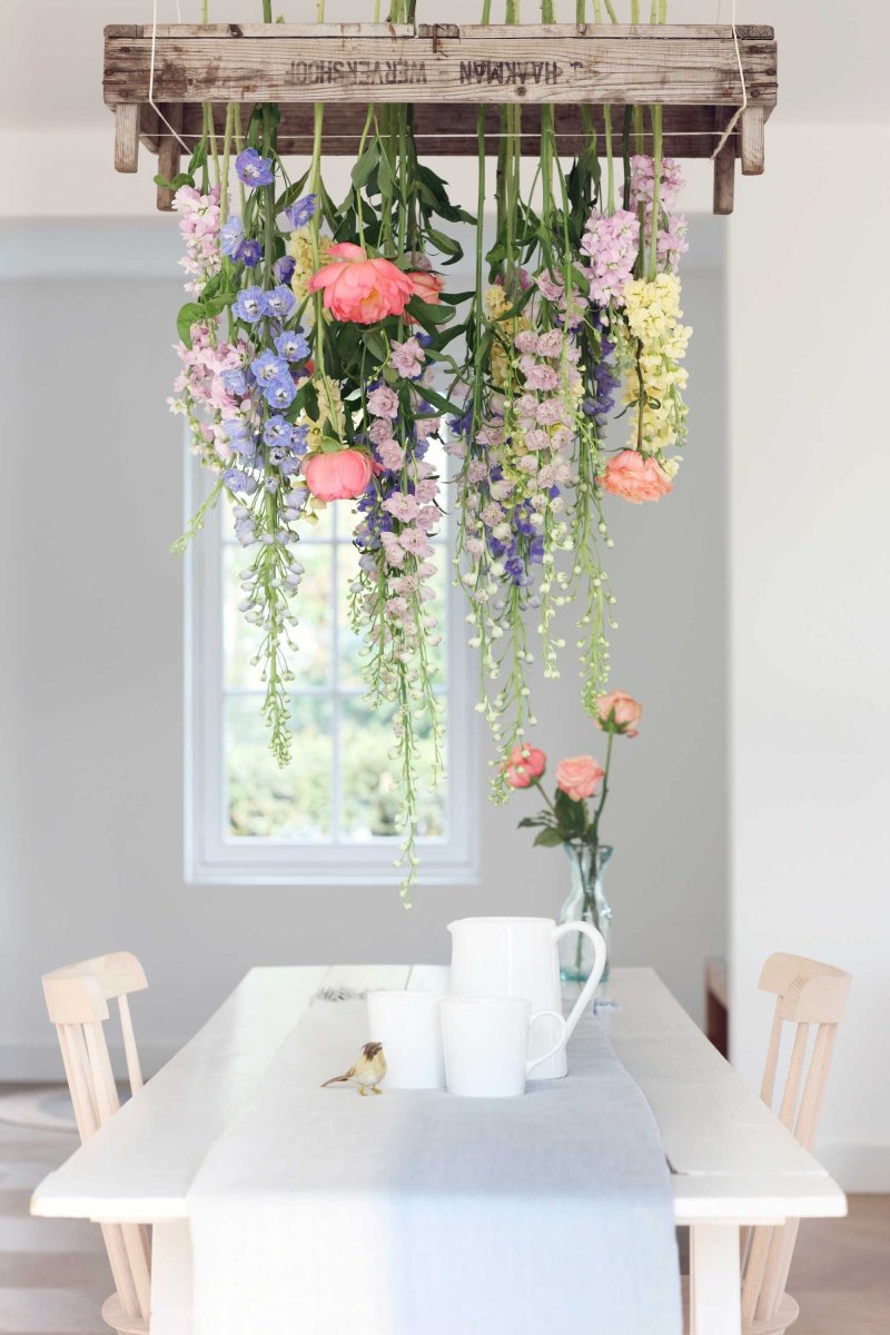 The flowers are suspended