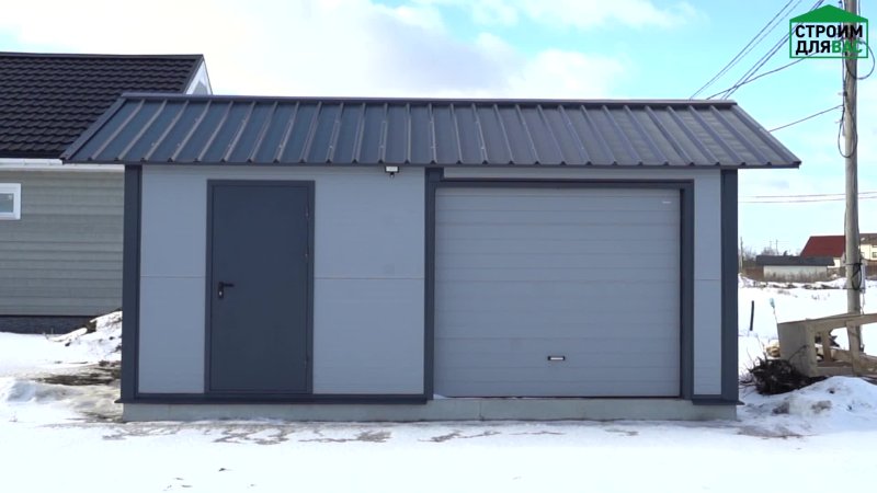 Garage from Sandwich panels RAL 7024