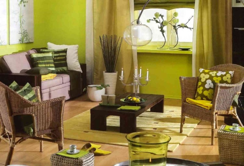 The combination of olive color in the interior