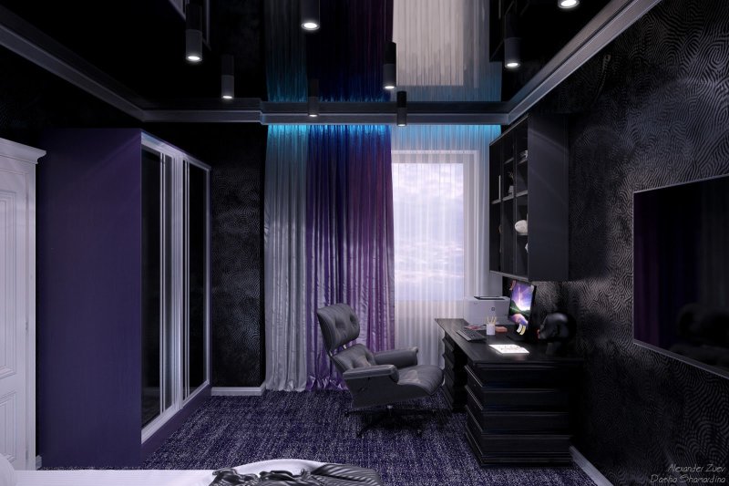 Black interior of the room