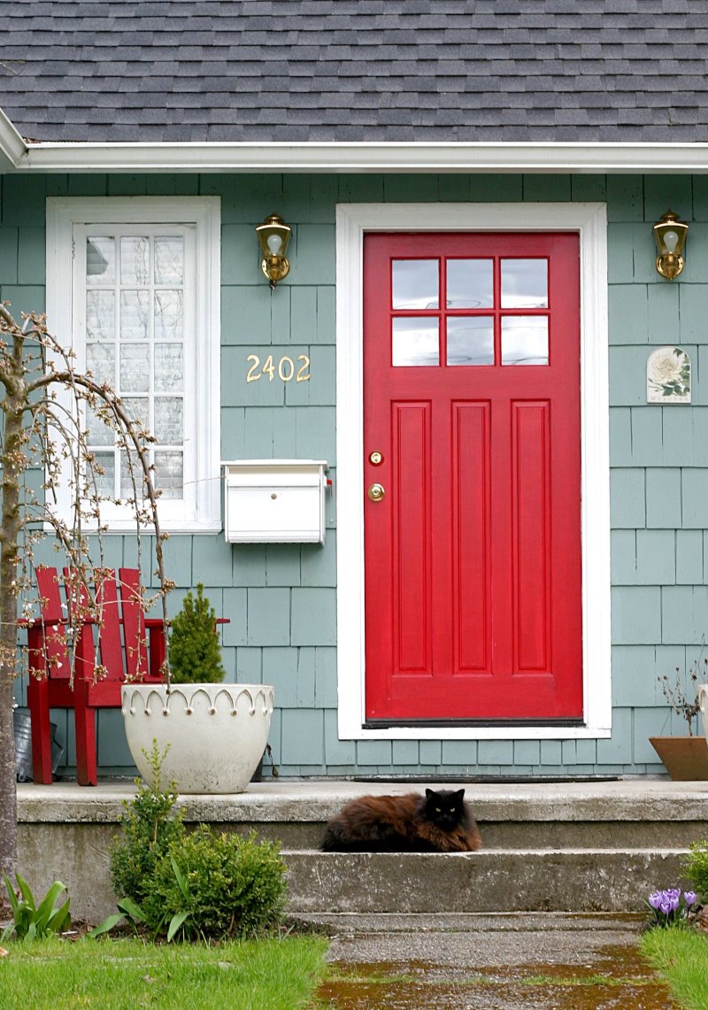 Entrance doors to the house