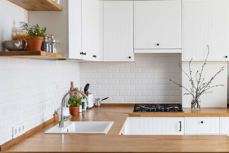 White kitchen in the Scandinavian style