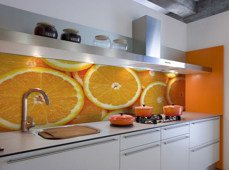 Glass apron with oranges