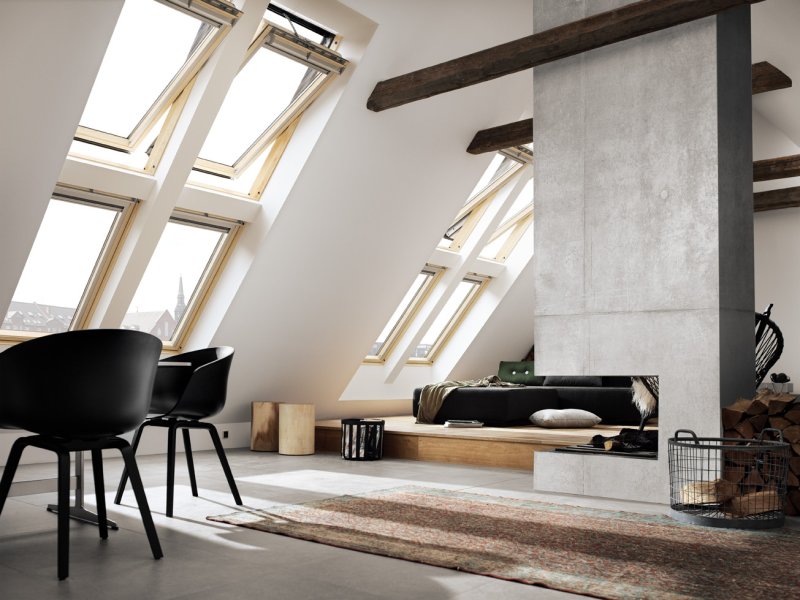 The interior design of the attic