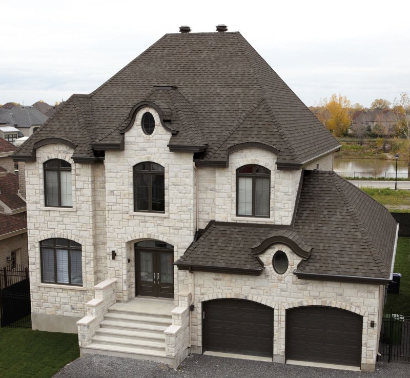 Soft roof on the facade of the house