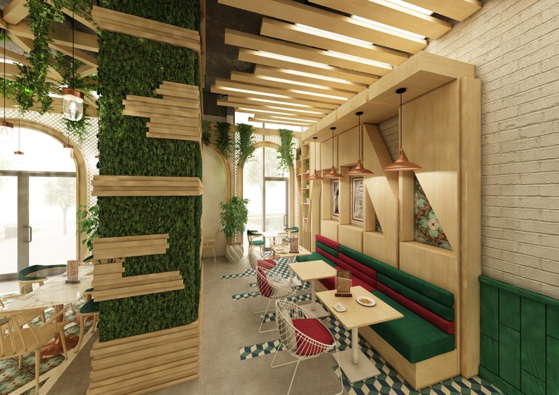 The designer project of the restaurant