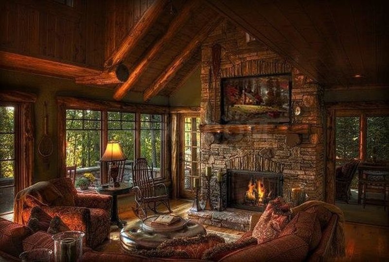 Cozy house with fireplace