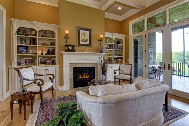 Living room interior with fireplace