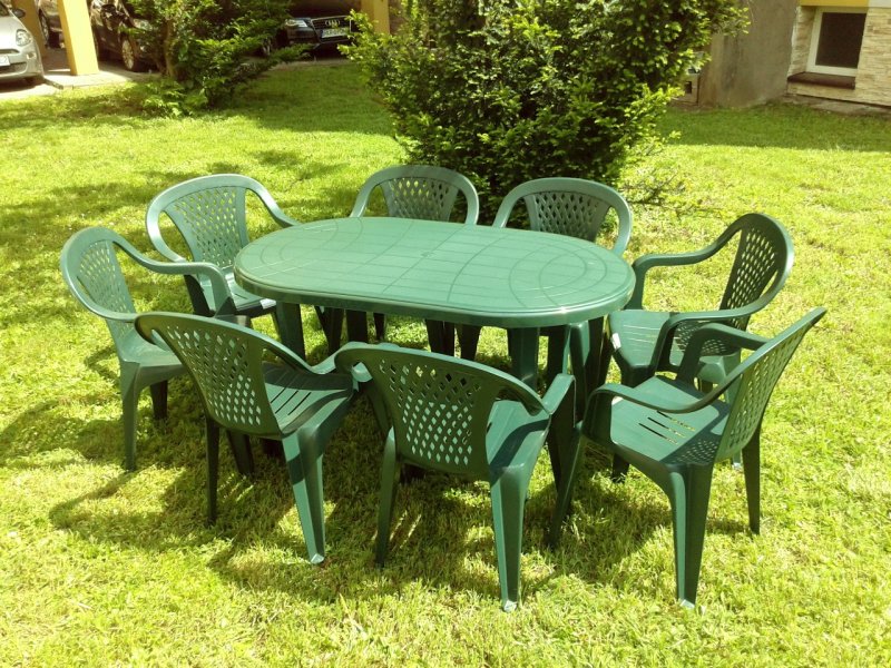 Plastic tables and chairs