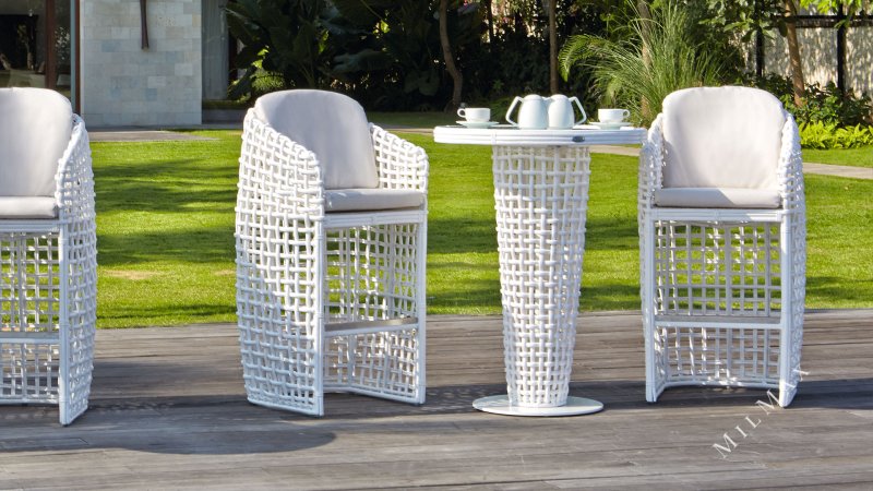 Bar chairs from artificial rattan