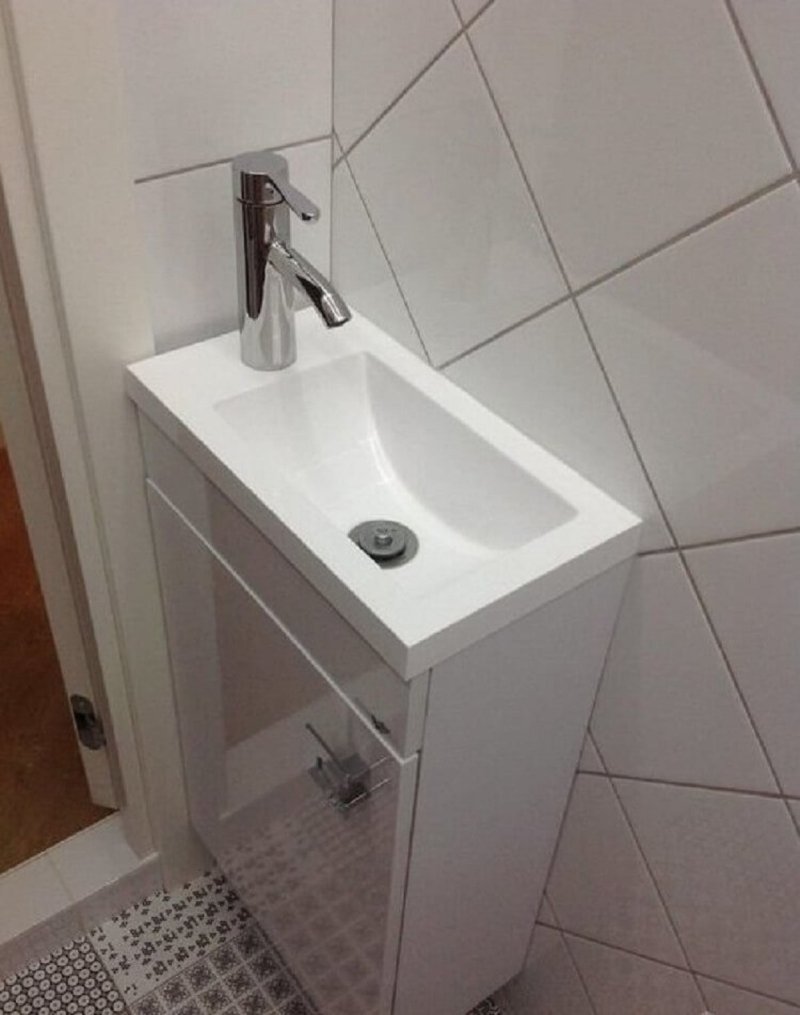 Narrow Ikea shell for a toilet with a cabinet