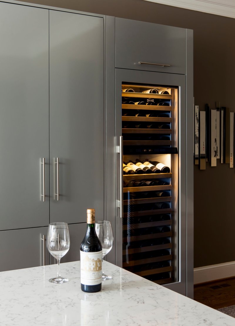 Wine cabinet in the interior of the kitchen