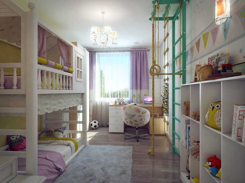 Children's room design for two girls