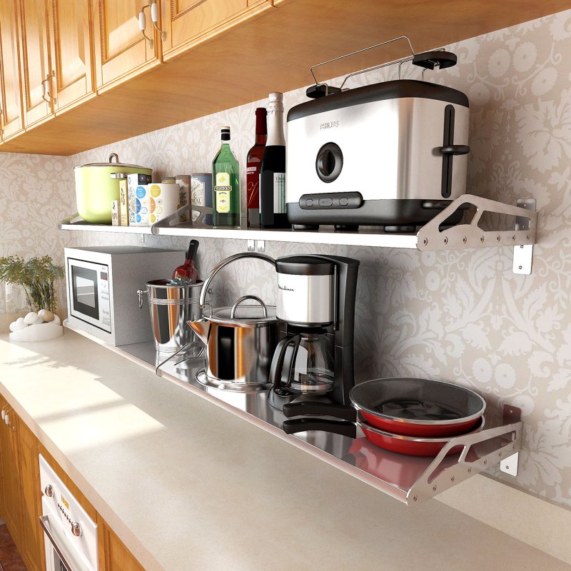 Square shelves in the kitchen