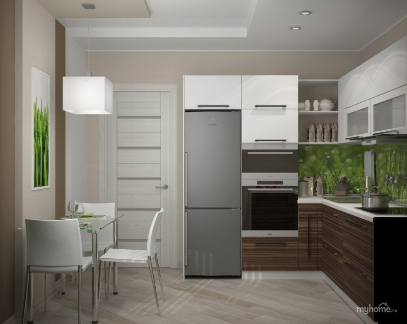 Kitchen with a white refrigerator