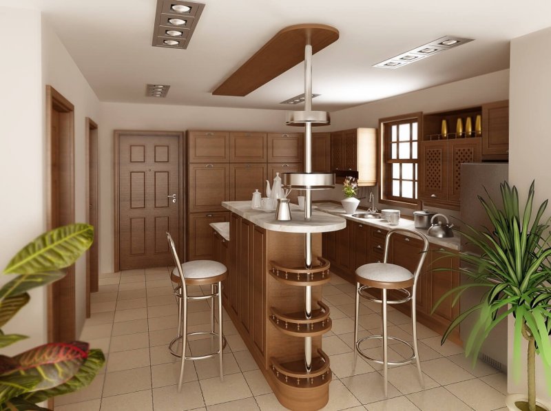 Kitchen with a bar