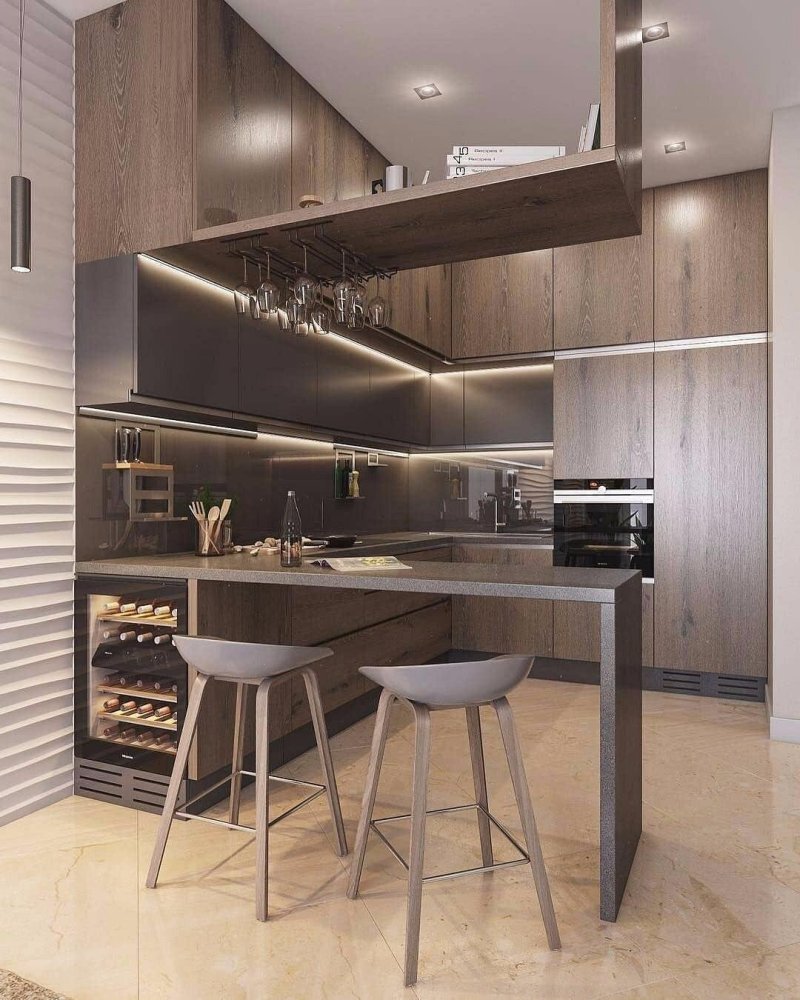 Kitchen with a bar