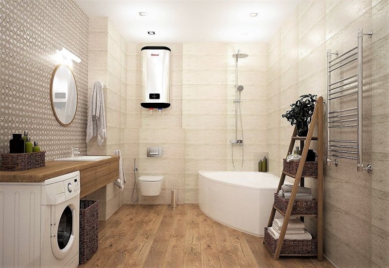 The interior of a combined bathroom