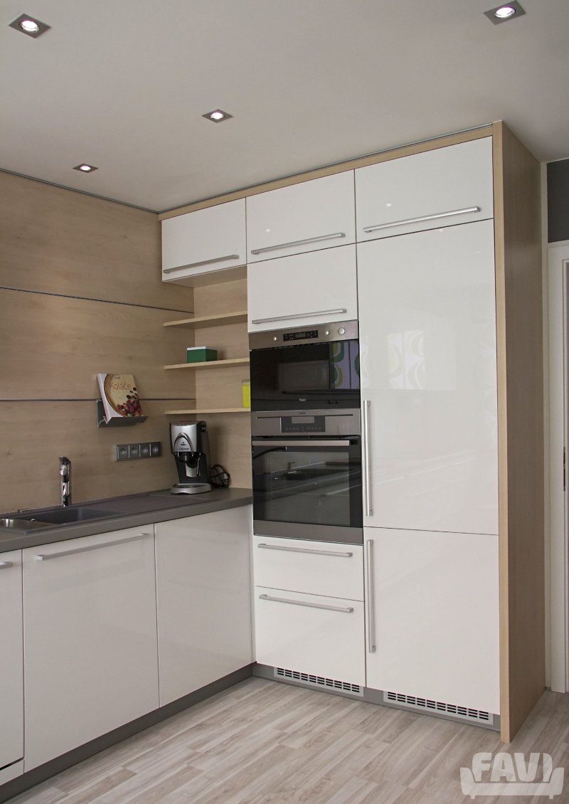 Kitchen with a white refrigerator