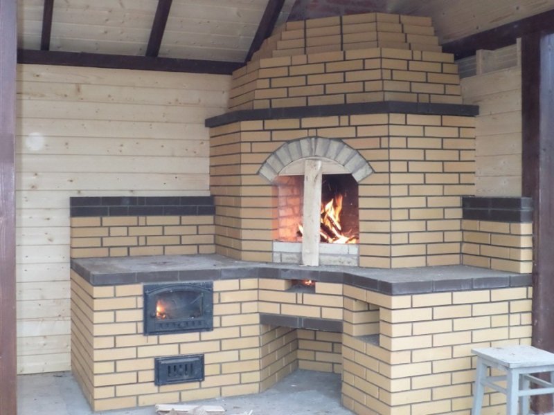 Barbecue with a stove for a cauldron