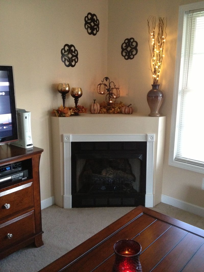 A fireplace in the interior