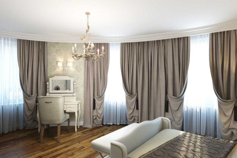 Curtains in the bedroom in modern