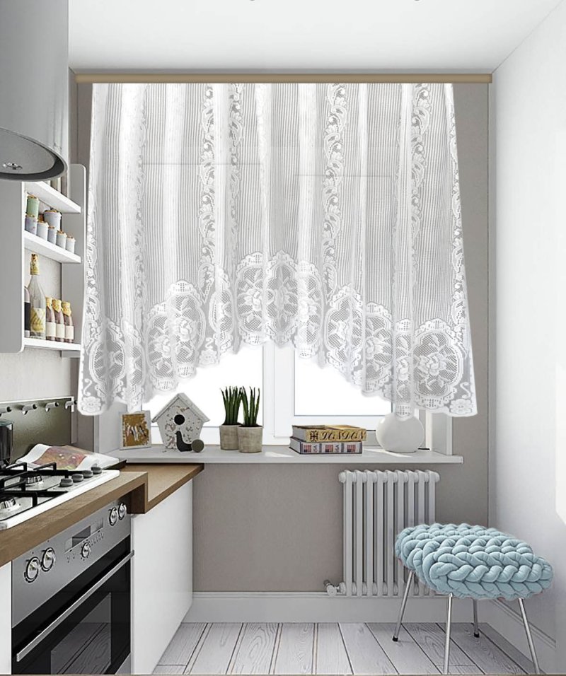 Curtains in the kitchen in a modern style