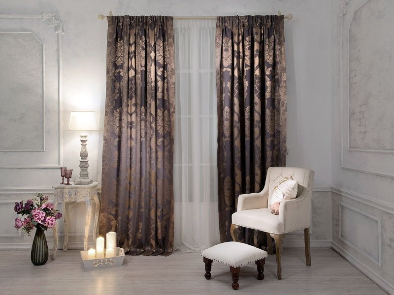 Velvet curtains in a modern interior