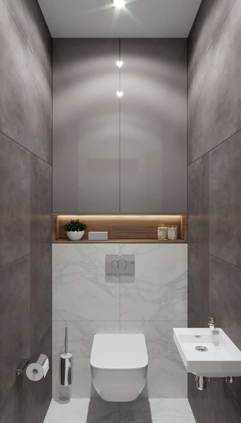 Gray toilet in a modern style