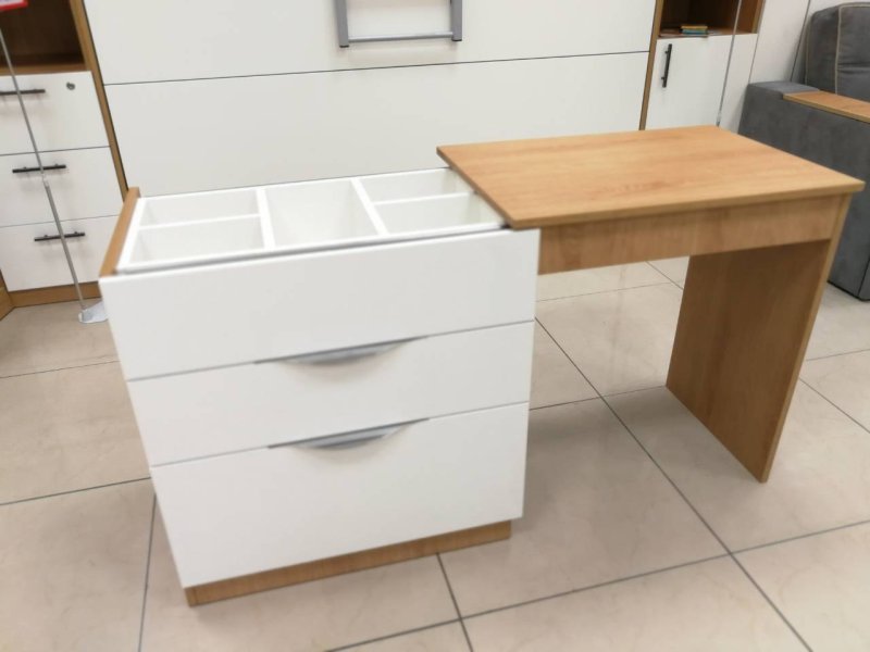 Table chest of transformer with a retractable countertop