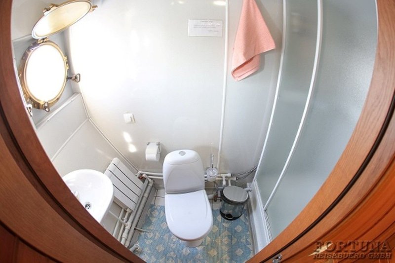 Bathroom in the cabin of the ship