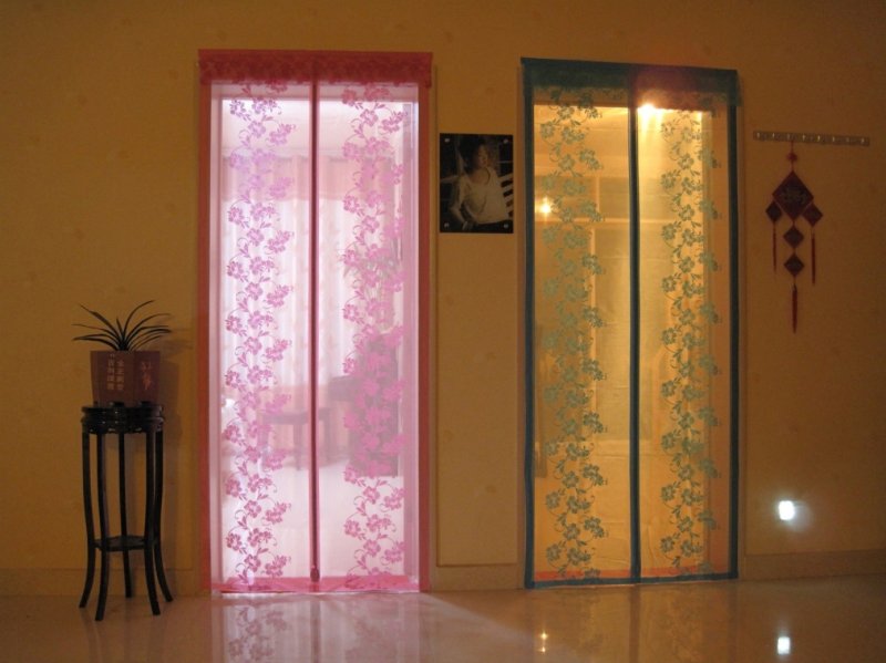 Curtains on doors magnets