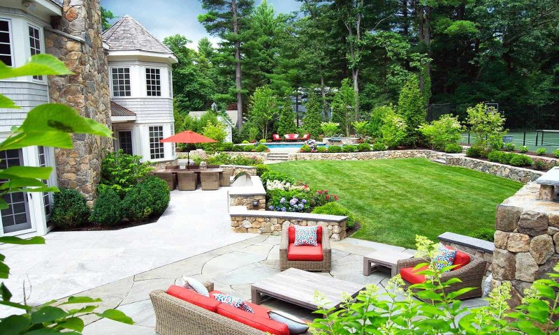 The landscape design of the yard