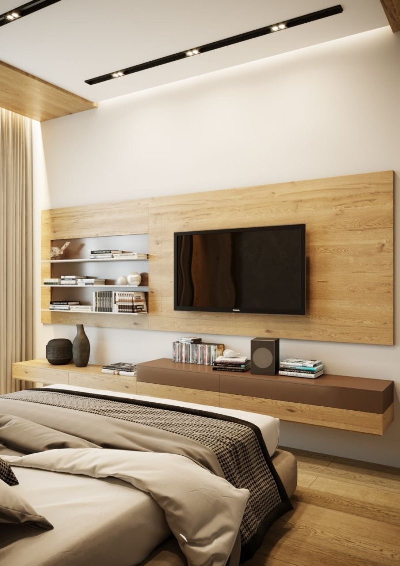 The interior of the bedroom with TV