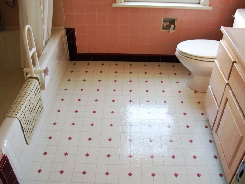 Tiles in the bathroom on the floor