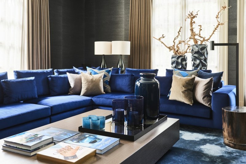 Blue sofas in the interior